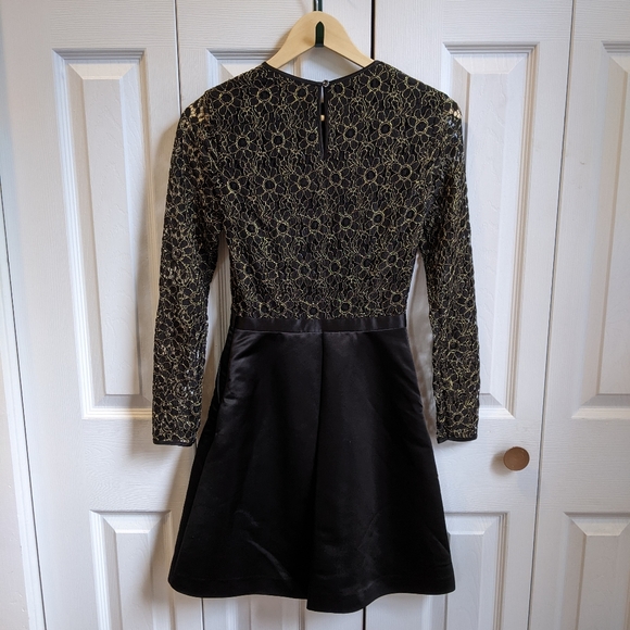 Ted Baker London Black and Gold Lace Mini Dress W/ POCKETS - Picture 2 of 7